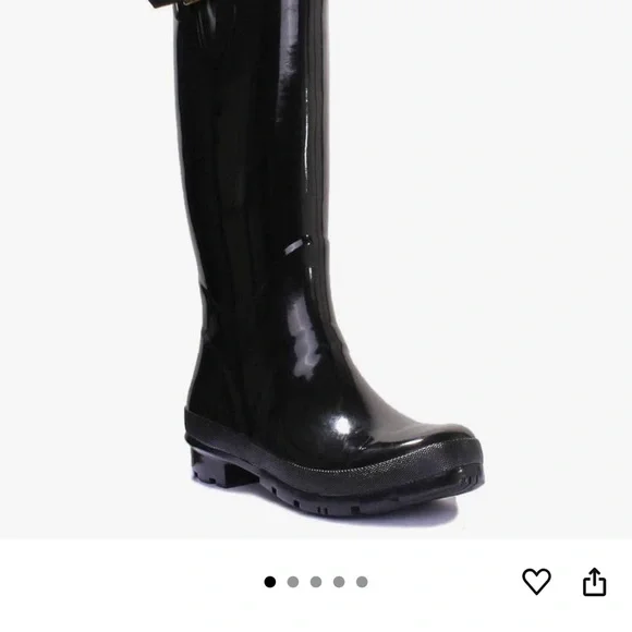 Joules Black Rain Boots with Yellow Trim - Picture 9 of 9